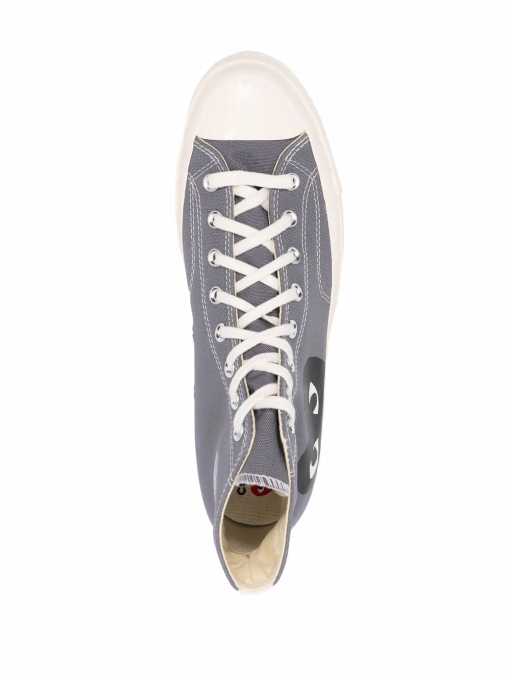 Comme des Garcons Gray High-Top Canvas Sneakers with Playful Eye Logo